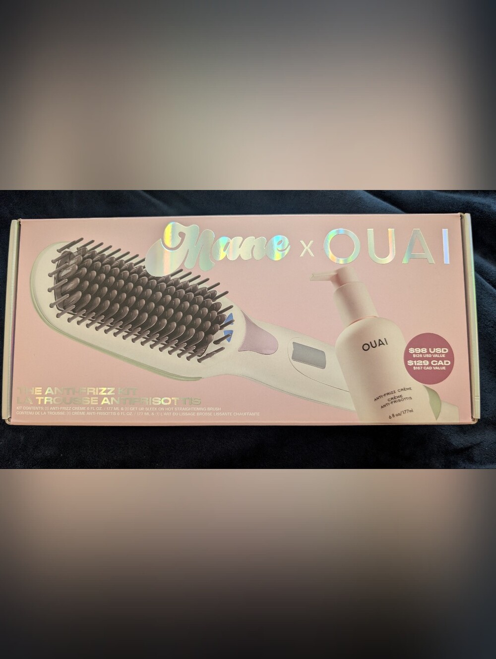 Mane + OUAI Anti Frizz Kit Heat Styling Brush Plus Extras NIB New